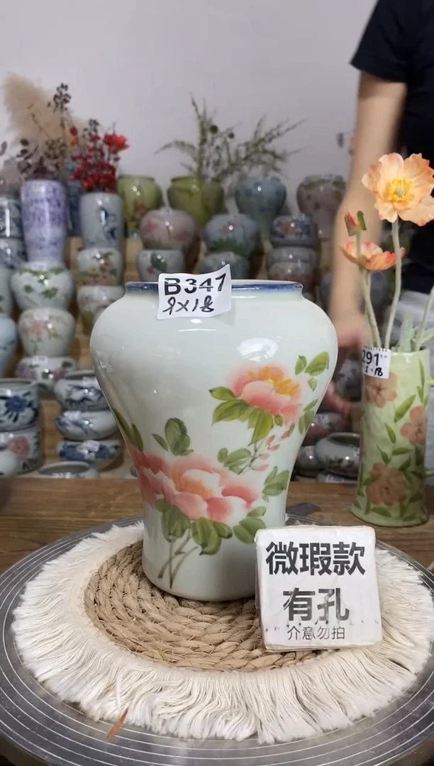 景德镇瓷韵手绘陶瓷花盆   B347瑕疵
