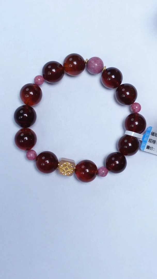 手链琥珀未镶嵌血蜜蔷薇石手串