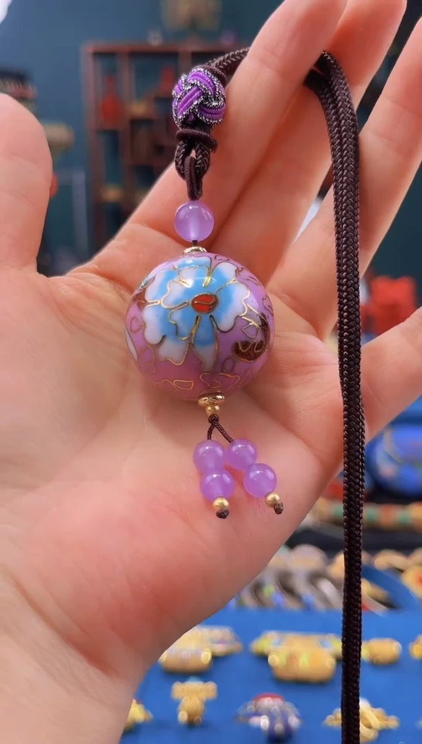 非遗 景泰蓝3.0单珠项链 粉色