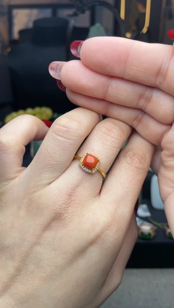 【闪购商品】南红玛瑙戒指银S925镶嵌精品戒指