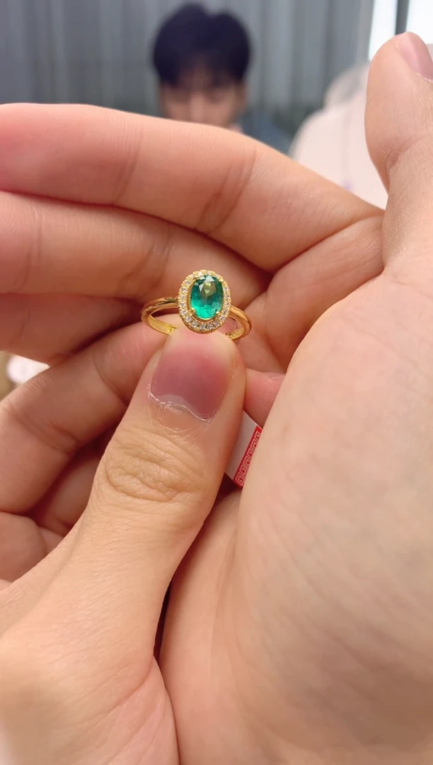 银S925镶嵌戒指祖母绿J31-3