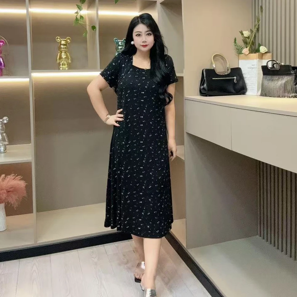 早秋连衣裙-尊 586夏季时尚碎花大码气质显瘦气质套头休闲连衣裙