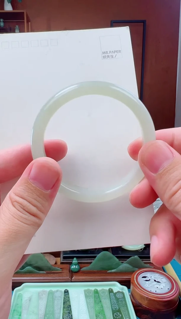 未镶嵌手镯和田玉54-55青白