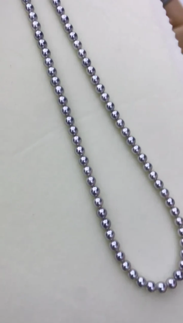 银S925镶嵌DA海水珍珠 灰珠串链5-5.5MM GD070