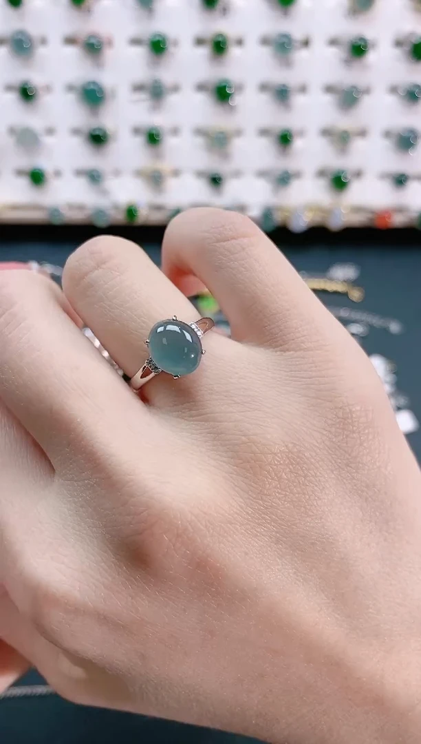 【闪购商品】翡翠戒指银S925镶嵌 天然翡翠