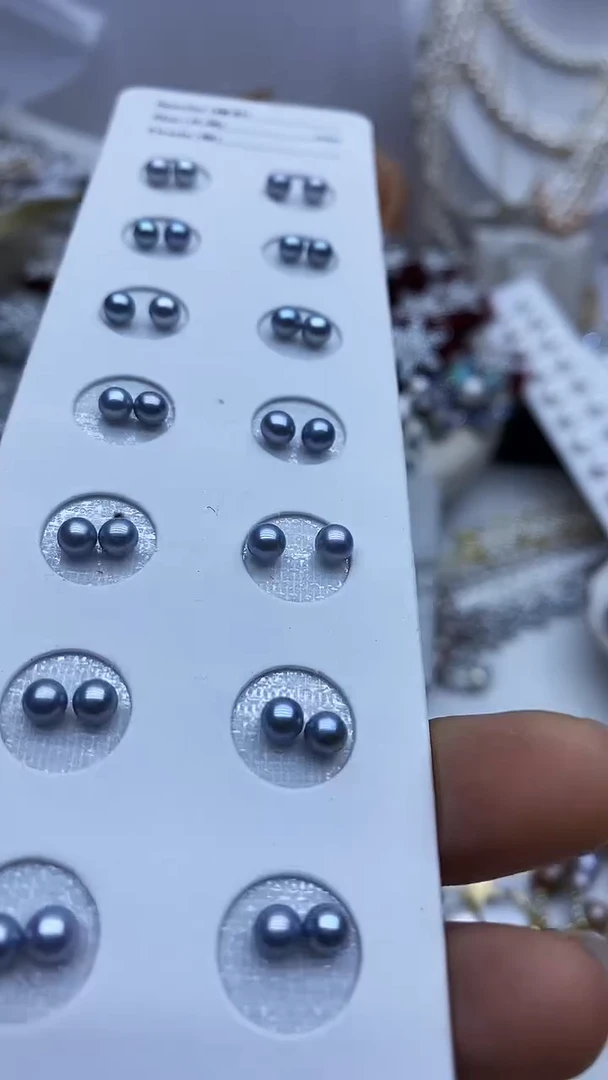 银S925镶嵌耳饰淡水珍珠耳钉多样性发其一