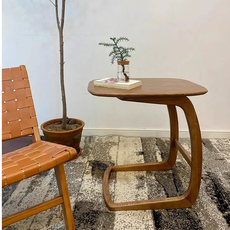 北欧黑胡桃全实木沙发边几C型小茶几迷你 角几客厅阳台简约小桌子