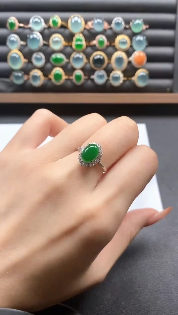 银S925镶嵌戒指翡翠51151