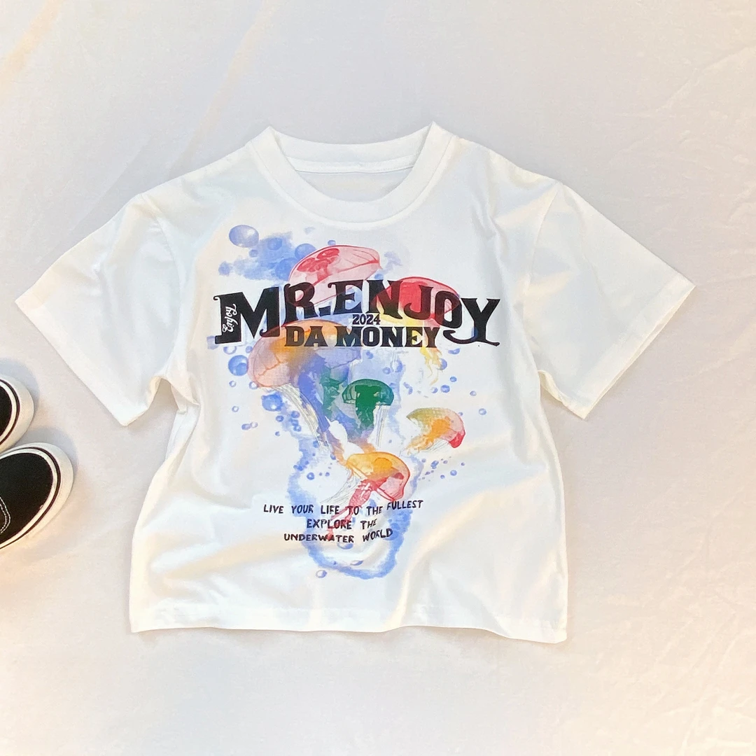 儿童男童夏款T恤2025新款中大童薄款短袖时尚渐变帅气上衣T半袖