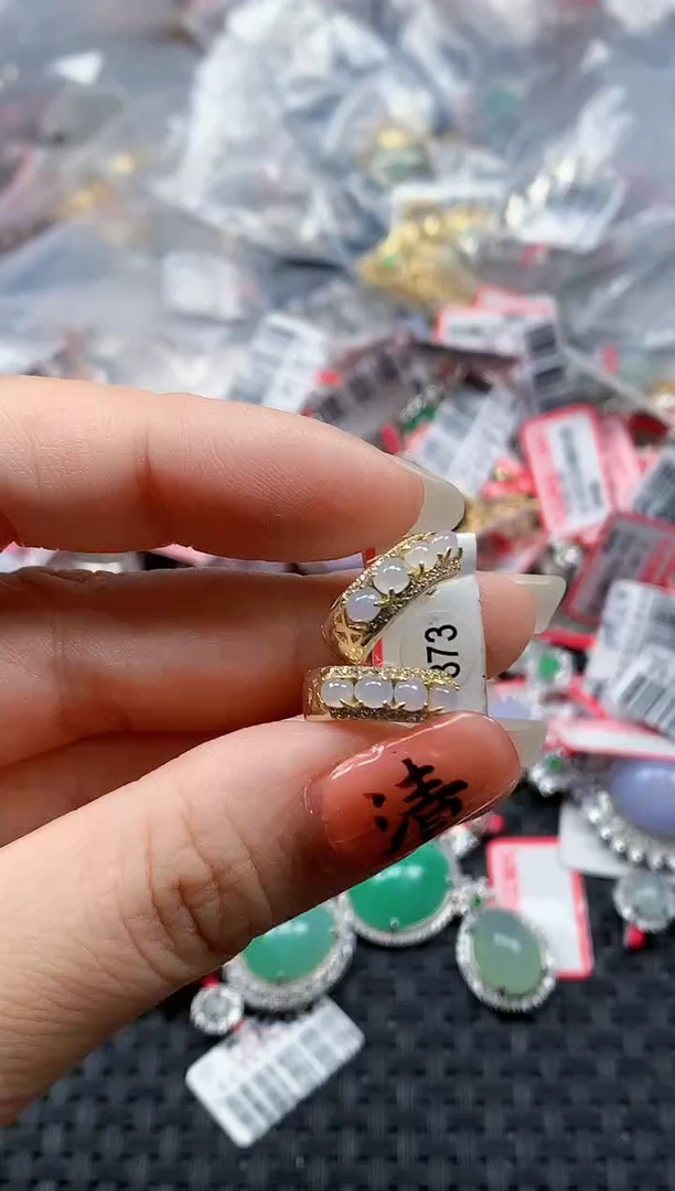 银S925镶嵌戒指翡翠天然A货缅甸翡翠