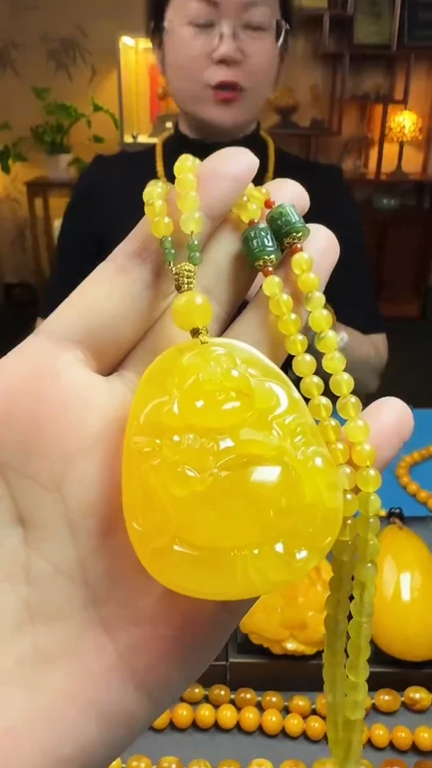 蜜蜡吊坠(赠链)未镶嵌蜜蜡笑佛套装