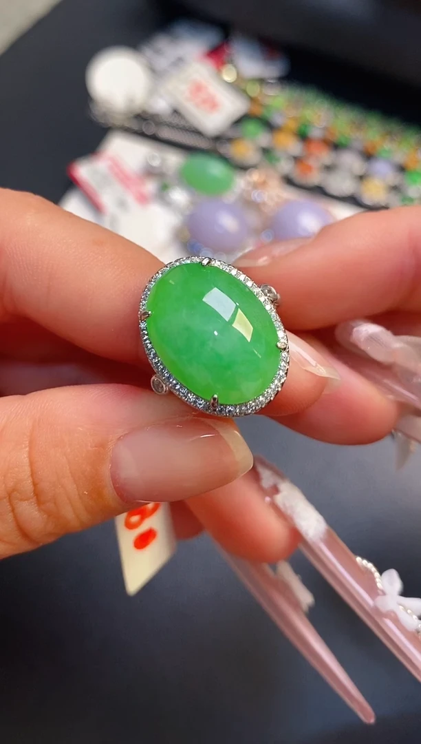 银S925镶嵌戒指翡翠天然