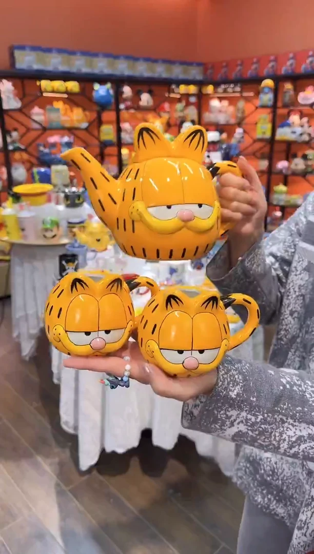 瓷片@@加菲猫陶瓷一壶二杯