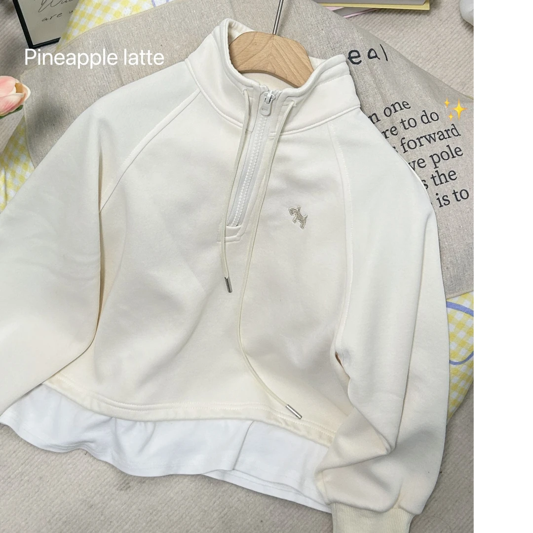 168 设计爆款男女童假两件立领卫衣