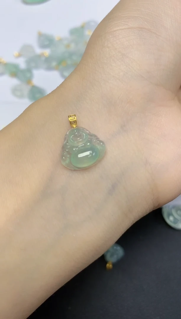 翡翠18K金镶嵌颈饰天然缅甸翡翠A货百元以上9元证书费自理