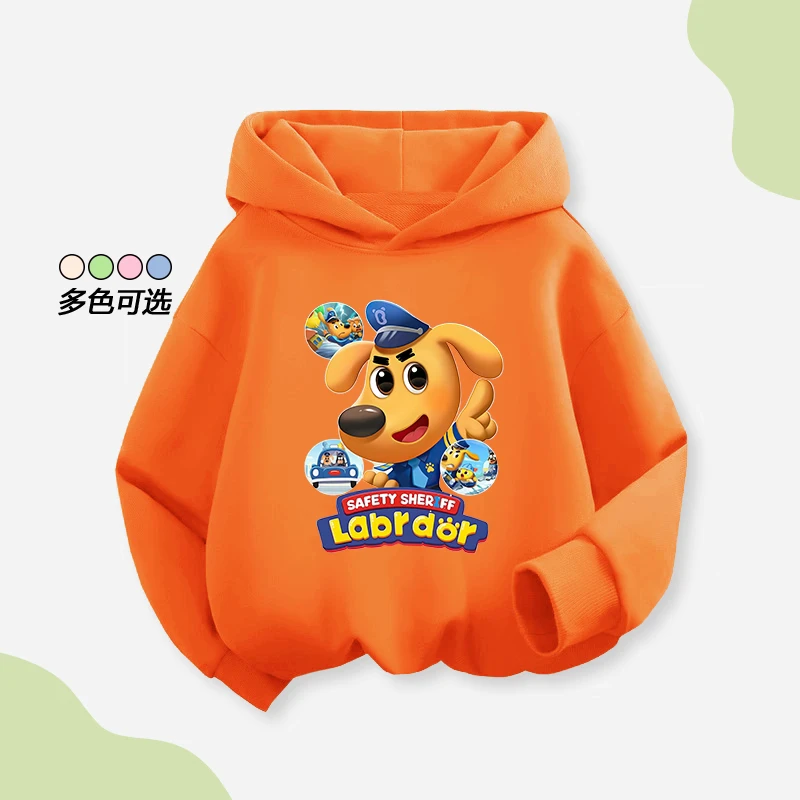 2025新款安全警长狗狗男童连帽卫衣秋冬款儿童酷帅炸街上衣外套
