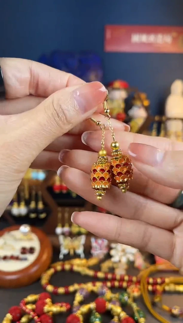 【闪购商品】龙鳞珐琅景泰蓝耳钩