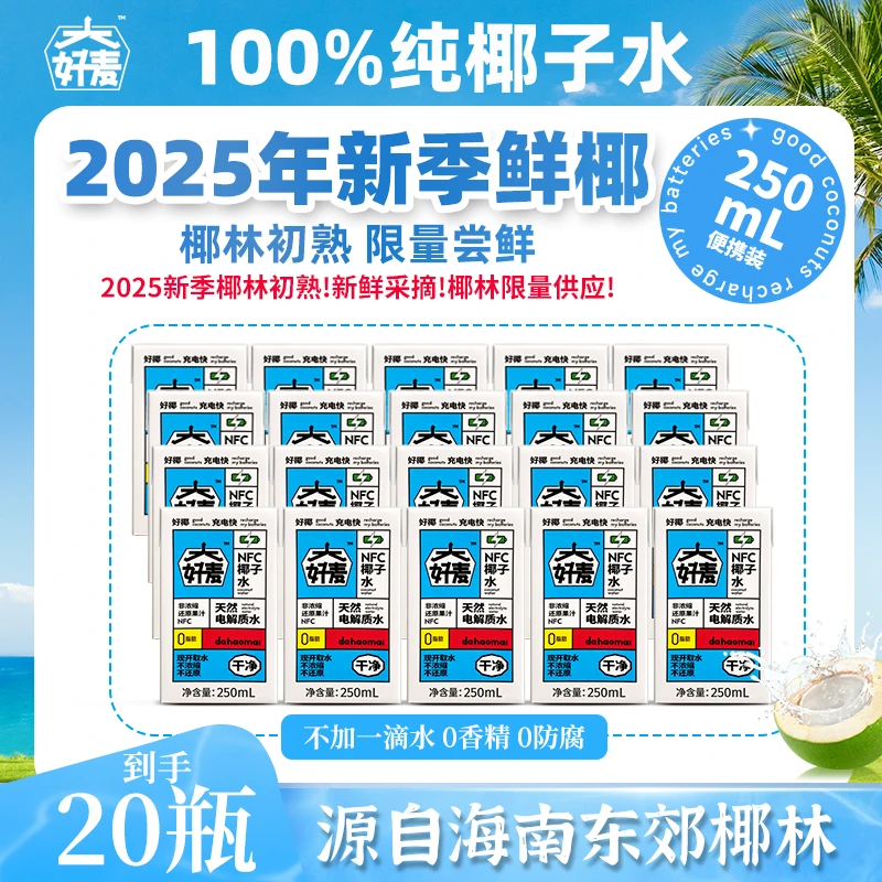 【大好麦】NFC 100%纯椰子水 250ml 零添加 天然电解质饮料海南特产