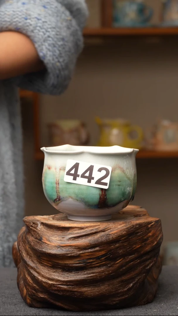 杯子陶442景德镇手创颜色釉杯（食品级）带冰裂纹