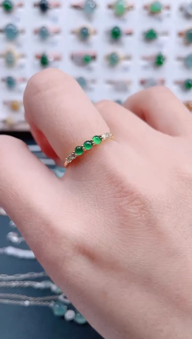 银S925镶嵌戒指翡翠天然翡翠