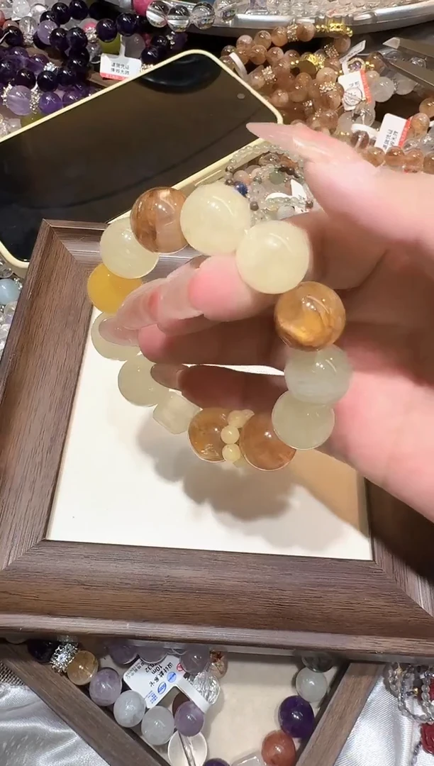 水晶手链未镶嵌新款黄色系多宝手链
