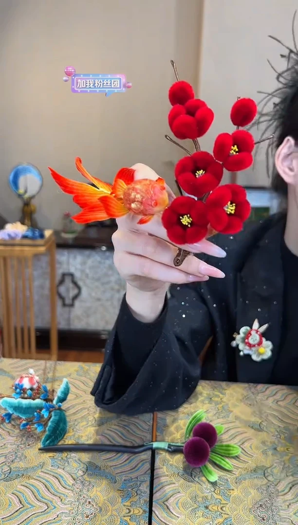 刺绣非遗绒花（发饰）