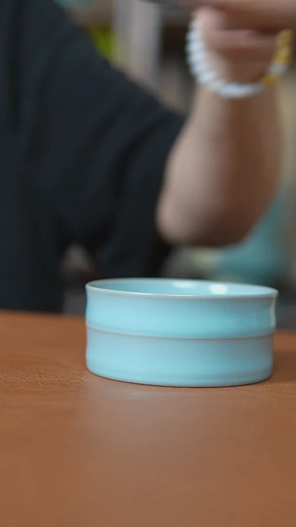 杯仿古宋臻釉竹节普洱杯瑕