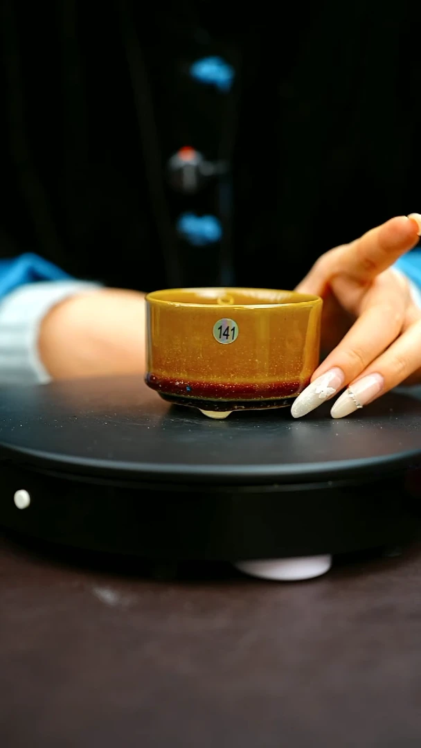 141#原矿钧瓷炉钧釉竹节杯