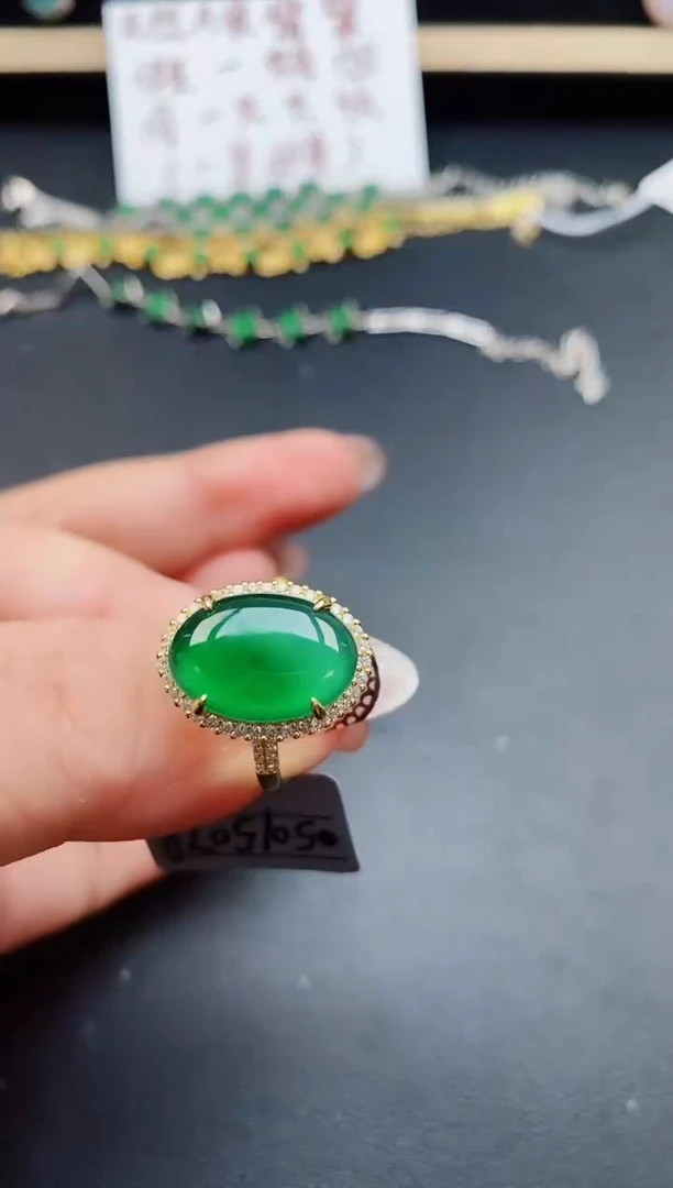 翡翠戒指银S925镶嵌5085