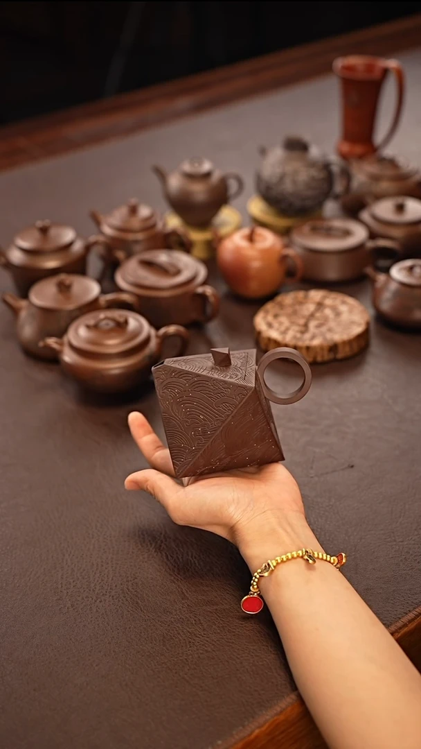 茶壶紫砂全手工八方玲珑壶180毫升