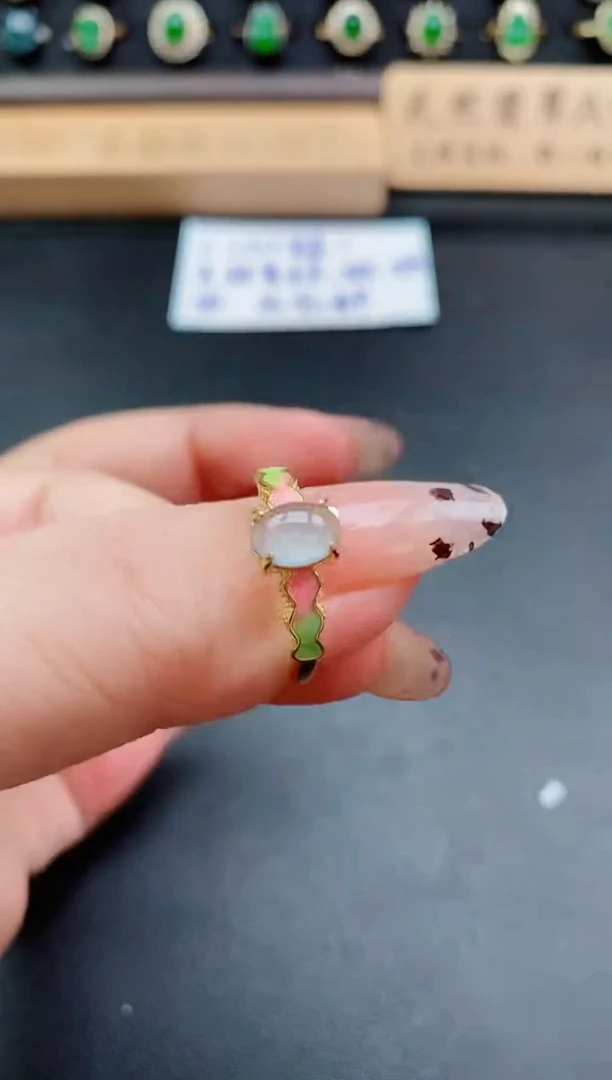 银S925镶嵌戒指翡翠1