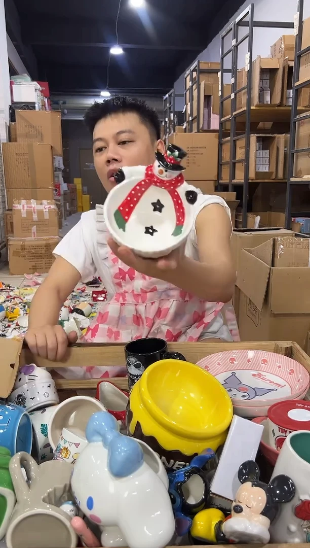 瓷片原盒雪人碗