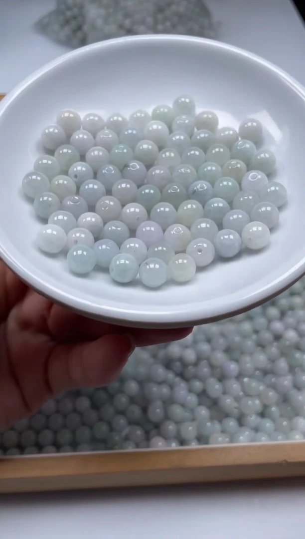 翡翠散珠未镶嵌翡翠散珠卡7+mm单圈25颗