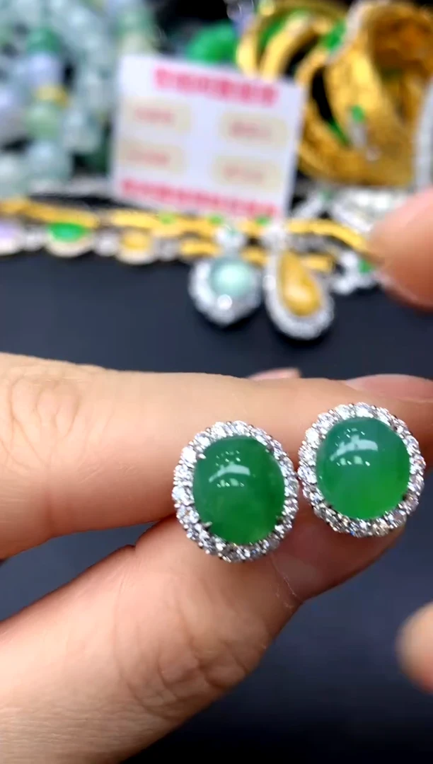 18K金镶嵌翡翠耳饰465-中国好珍宝