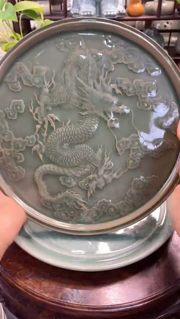 耀州窑 特价 000001 龙盘 1只