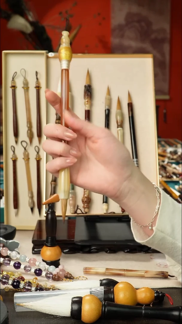 74号孤品高货毛笔链接 清水试笔 蘸墨不退