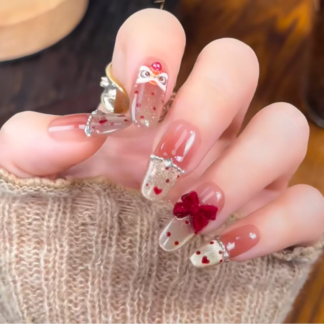 【心悦醒狮】椭圆手工穿戴甲 显白高贵 上班通勤好看 显白显手长