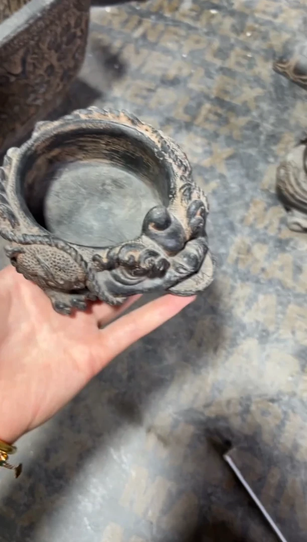 陶土【合成青石】金蟾盆