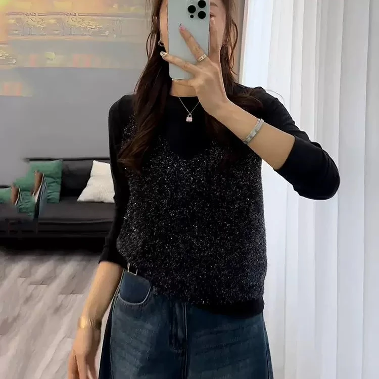 【李姑娘专属】时尚大码女装88167巨显瘦遮肉真两件时尚套装