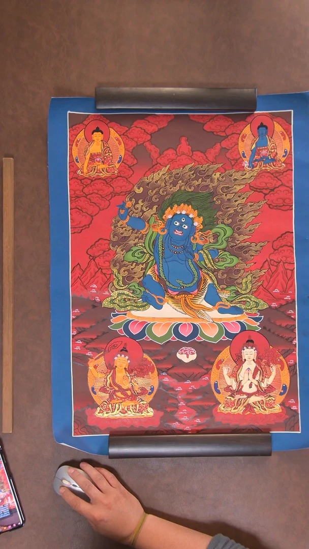 卷轴画金刚手三怙主60cm45cm