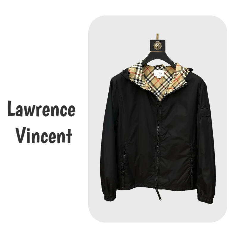 Lawrence Vincent 翻领美式撞色拼接工装长袖外套夹克棒球服J519