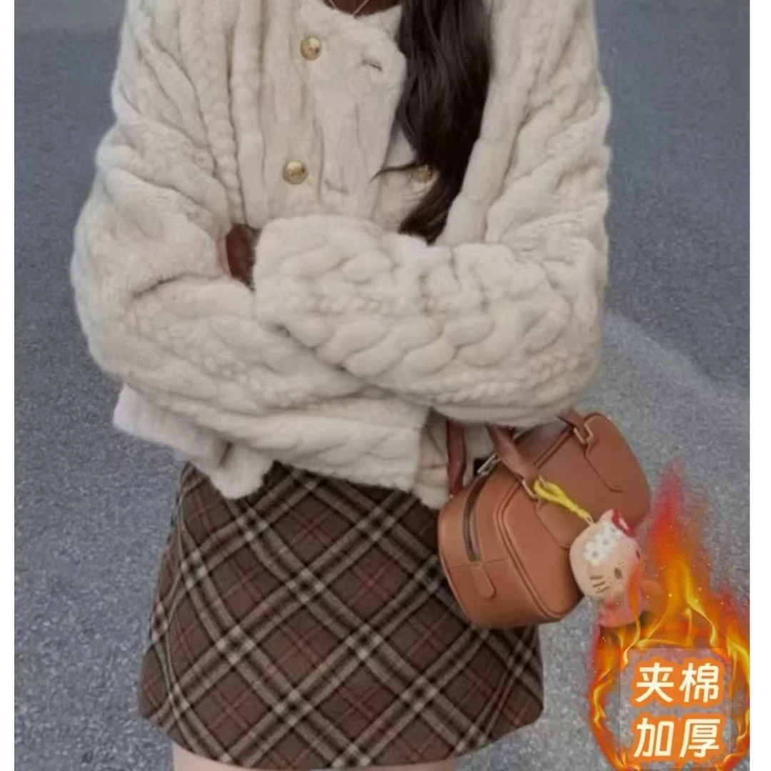 【退换包运费】仿水貂皮草加棉加厚小香风毛毛外套短款宽松JD288