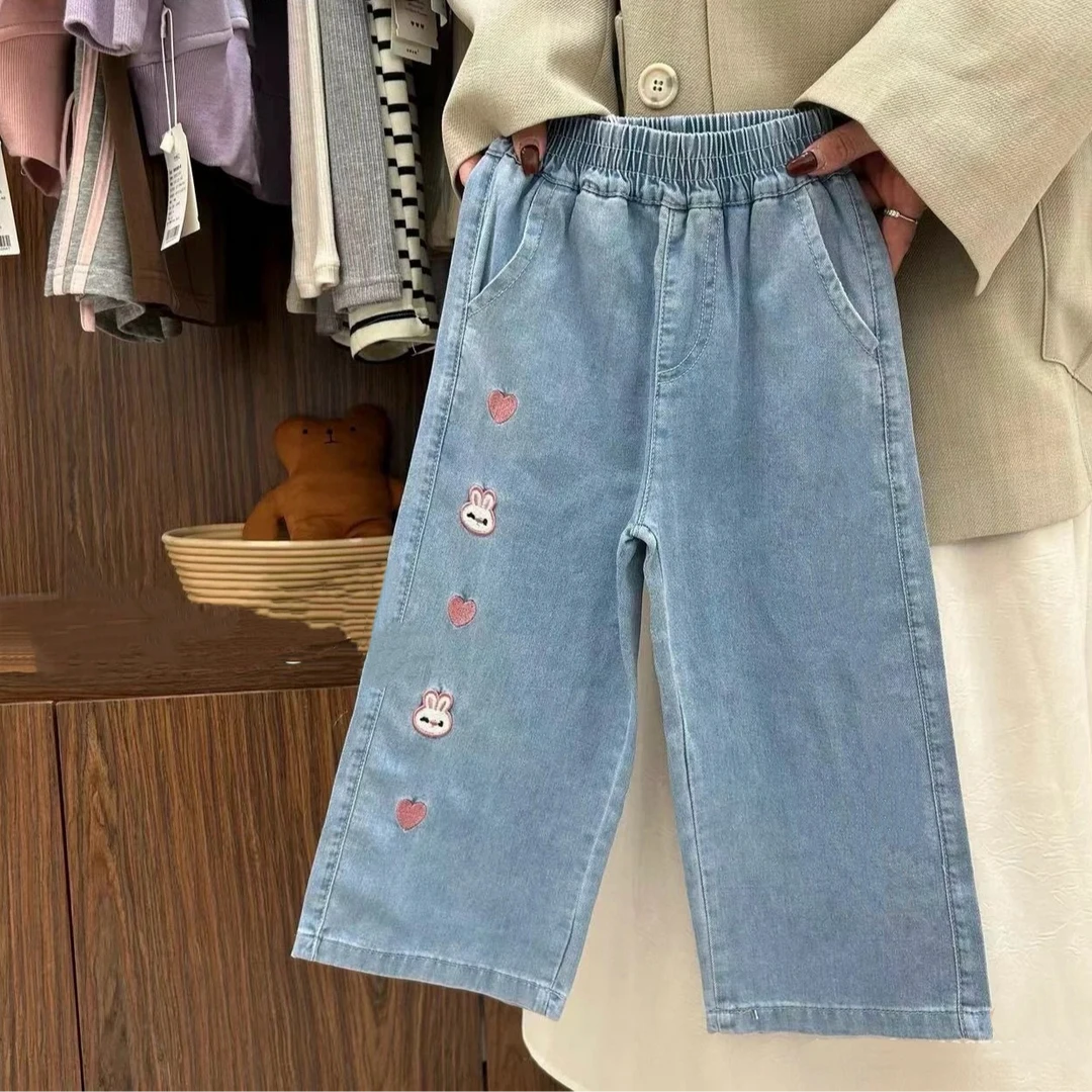 女童韩版三季百搭休闲直筒宽松直筒牛仔裤C11