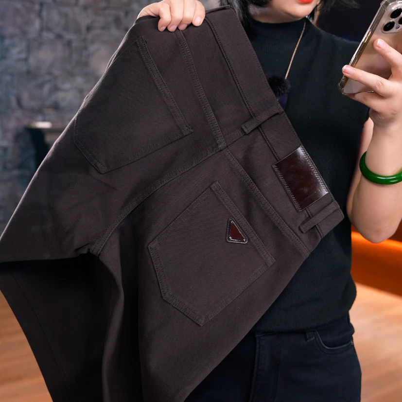 【黑金系列】6556可可棕色牛仔裤男士直筒休闲裤宽松