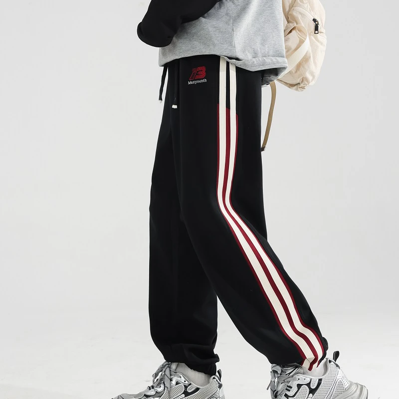 青少年卫裤男秋季2025新款潮流拼色运动裤初中高中生帅气休闲裤子