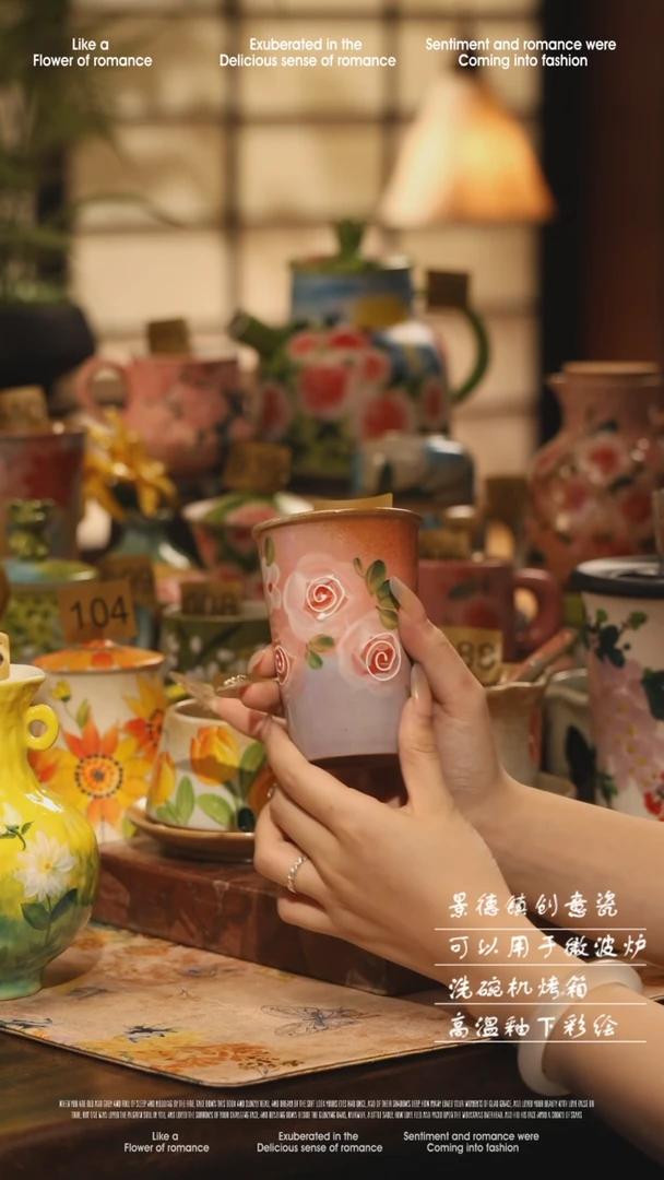 陶瓷景德镇高温手绘釉下彩设计师款式