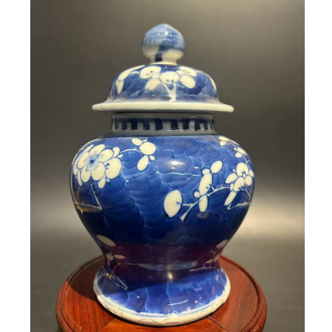 C-A0831068 清光绪 青花留白 冰梅罐 高度46.5肚径19