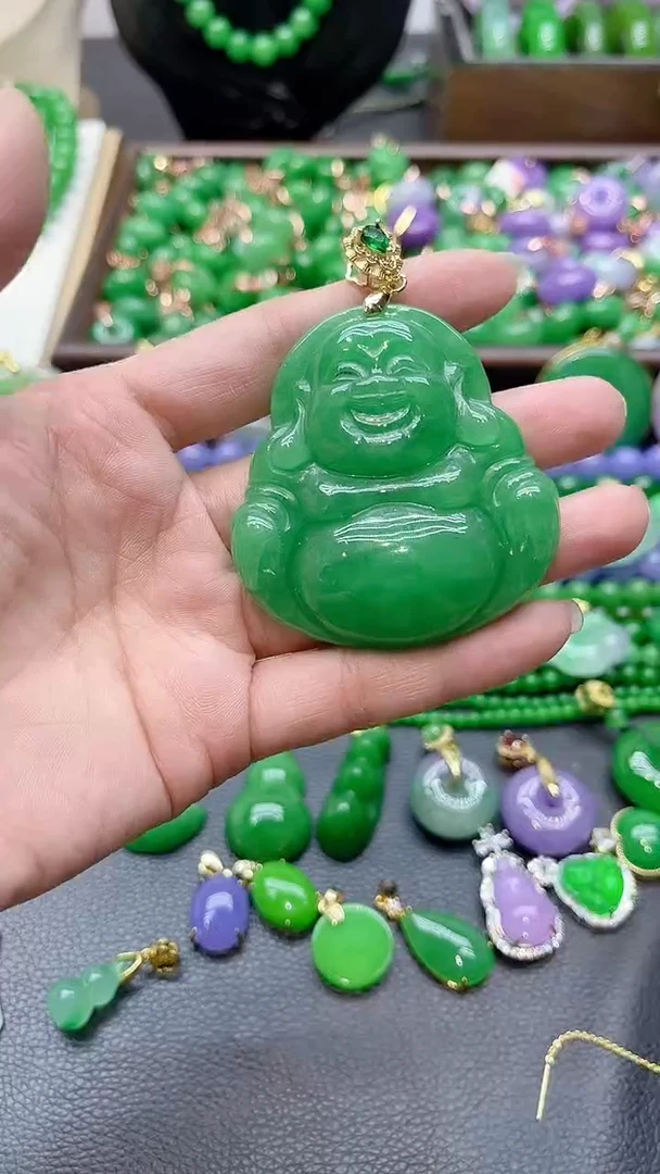 吊坠(赠链)14K金镶嵌翡翠超大大佛
