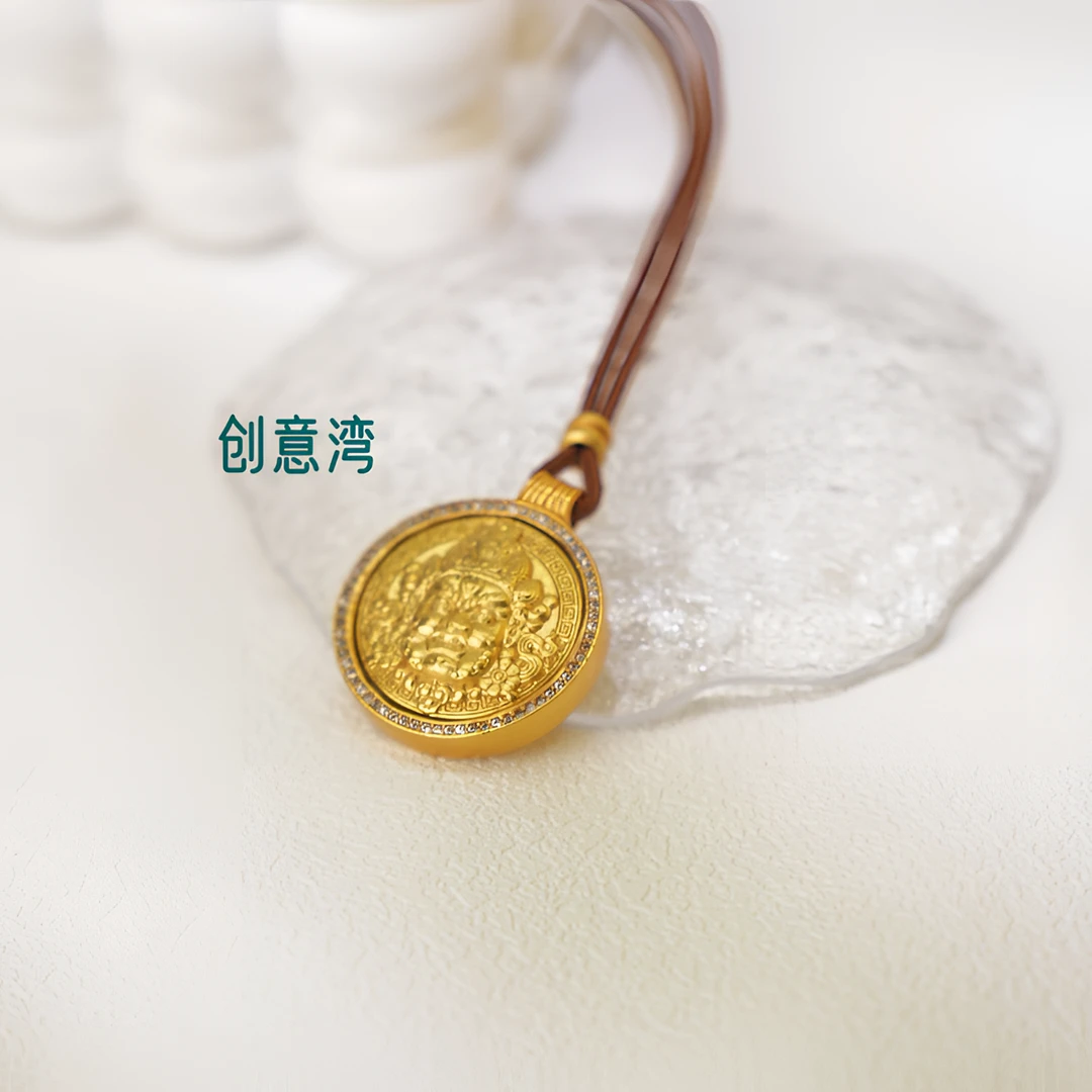 合金吊坠 旋转黄财神罗盘吊坠项链复古挂坠创意D2120