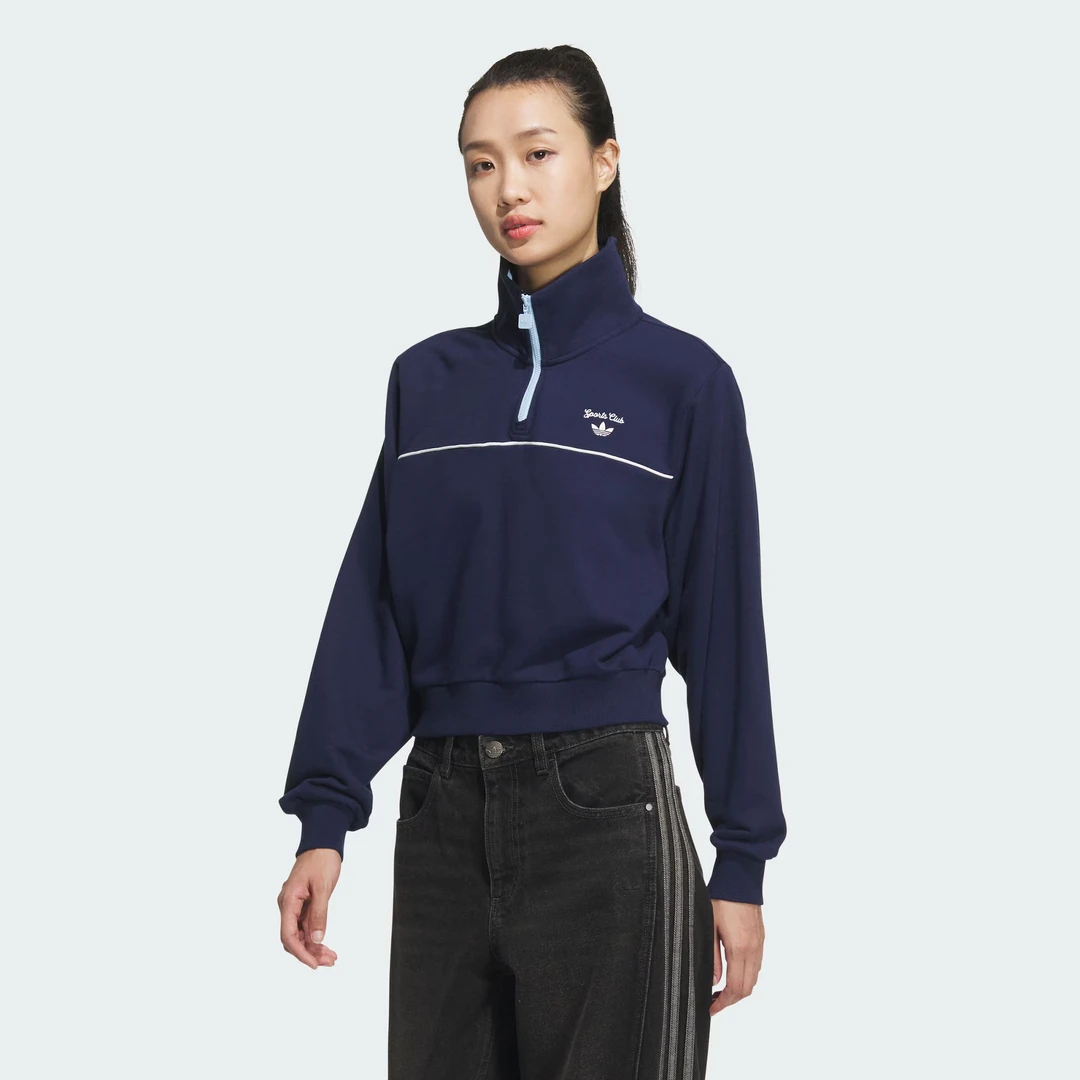 adidas/阿迪达斯三叶草新款运动半拉链立领卫衣 JM8013